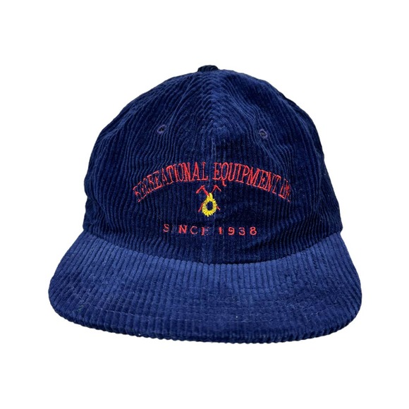 REI Other - Vintage REI Recreational Equipment Inc 1938 Blue Corduroy Hat Embroidered Script